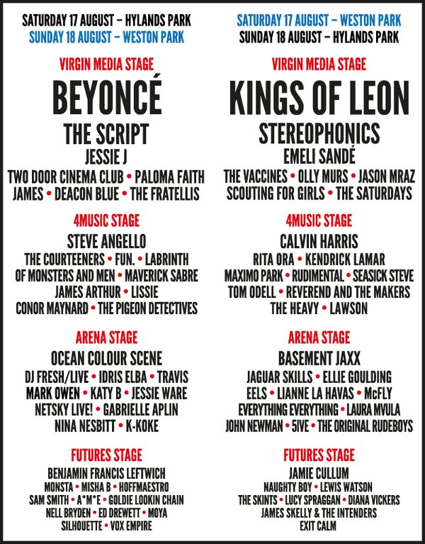 V Festival 2013 Line-up